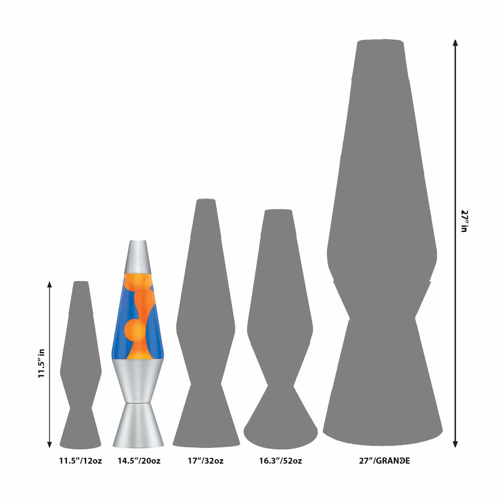 14.5” LAVA® Lamp – Orange/Blue/Silver Size Comparison